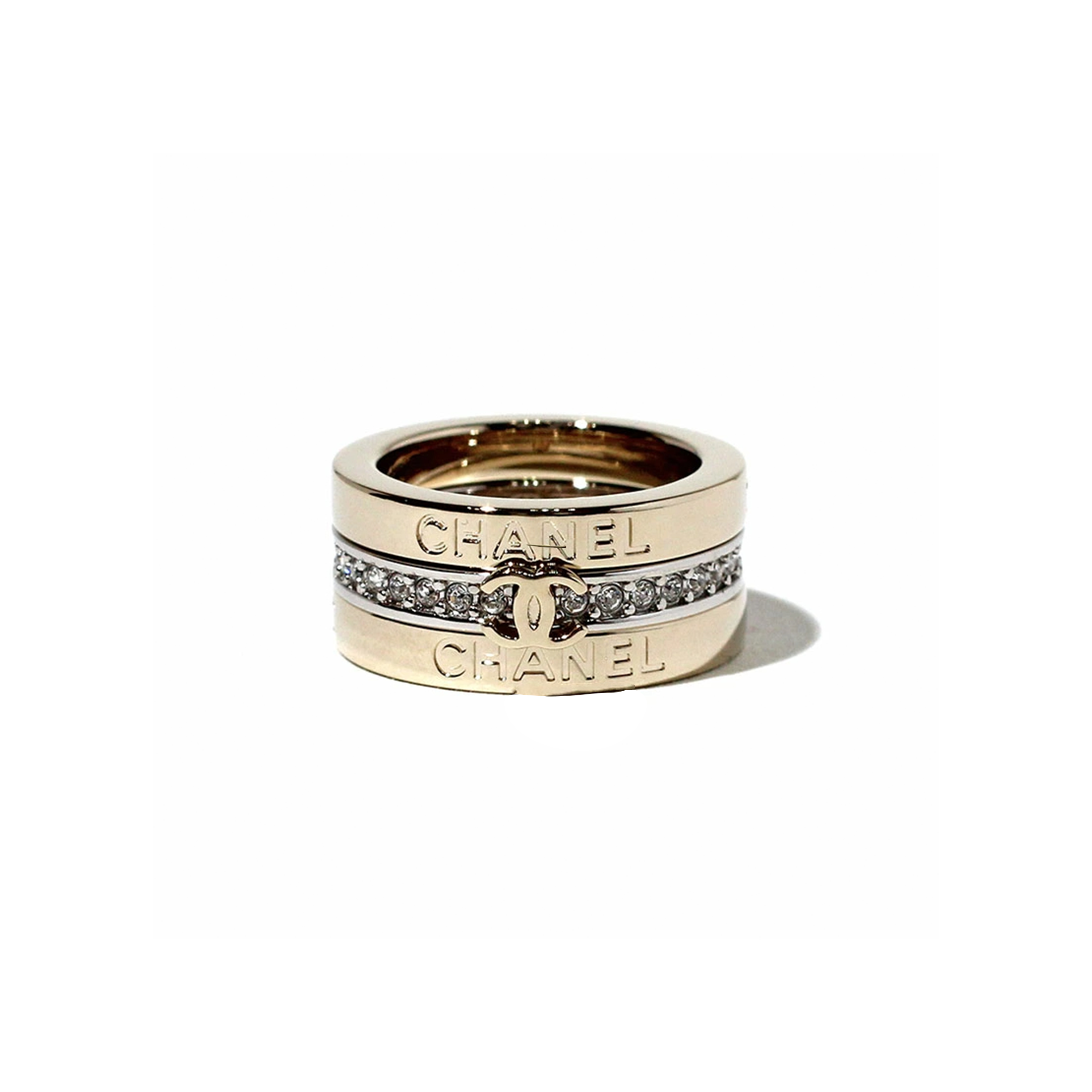 Ch**el three-in-one ring, gold and silver abh091
